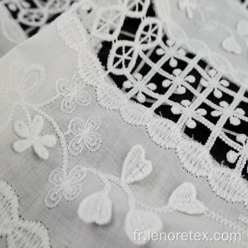 Tissu de broderie en dentelle en polyester blanc en polyester blanc